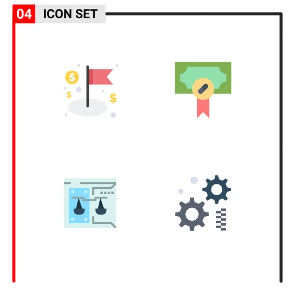Set Vector Flat Icons Grid Dollar Copyright Management Medical Digital — Stock Vector