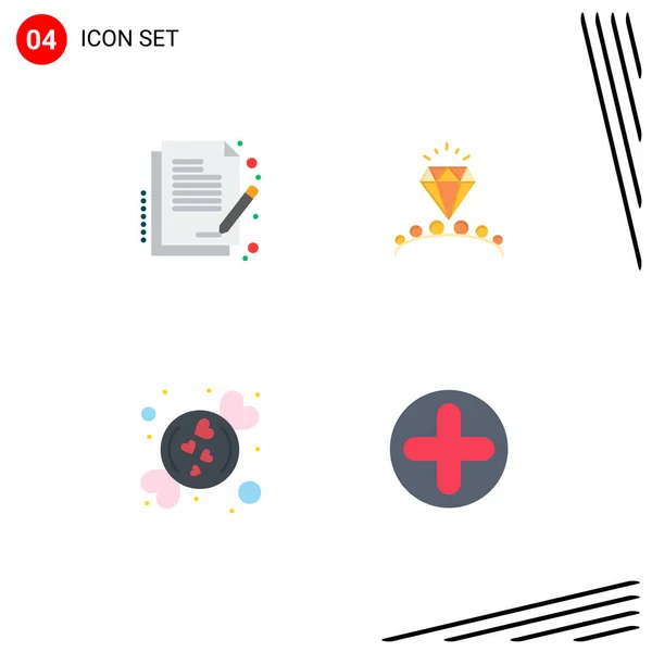 Set Modern Icons Symbols Signs Contract Love Document Heart Sweet — Stock Vector