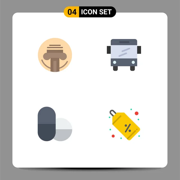 Set Commercial Flat Icons Pack Printer Discount Writer Transport Tag — Stock Vector