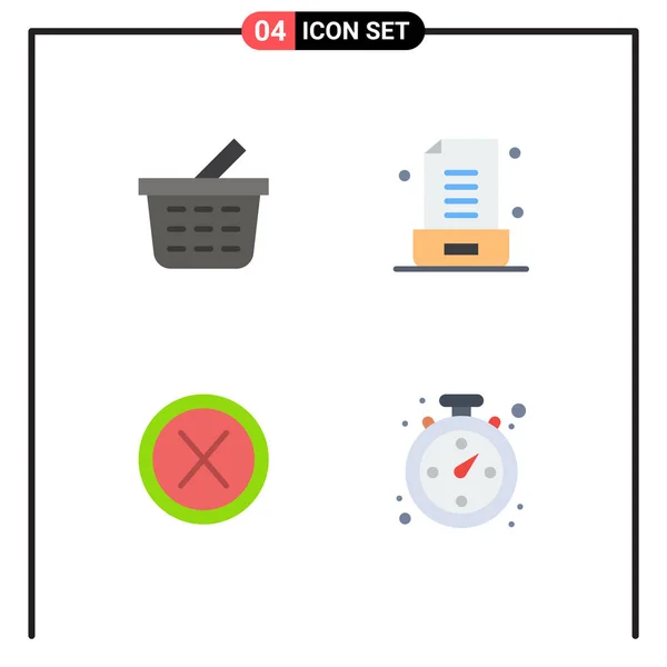 Mobile Interface Flat Icon Set Pictograms Basket Interface Email Office — Stockový vektor