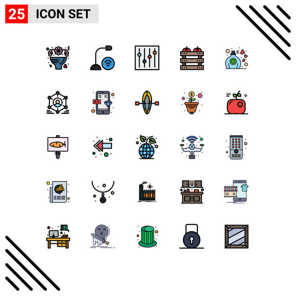 25 Creative Icons Modern Signs and Symbols of holiday, dinner, hardware, crate, tuning Editable Vector Design Elements