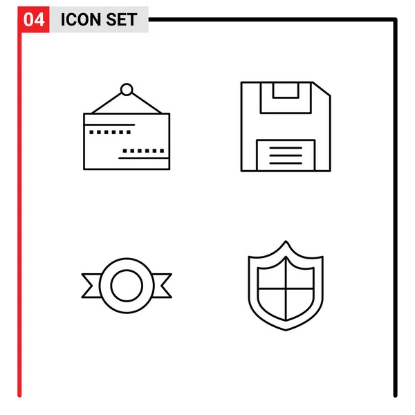 Signos Línea Universal Símbolos Tablero Pegatina Signo Guardar Cortafuegos Elementos — Vector de stock