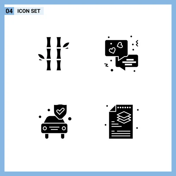 Universal Icon Symbols Group Modern Solid Glyphen Bambus Versicherung Blätter — Stockvektor