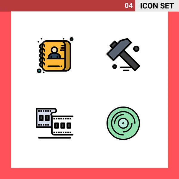 Pictogram Set Simple Filledline Flat Colors Applicant Film Tool Beat — Stockový vektor