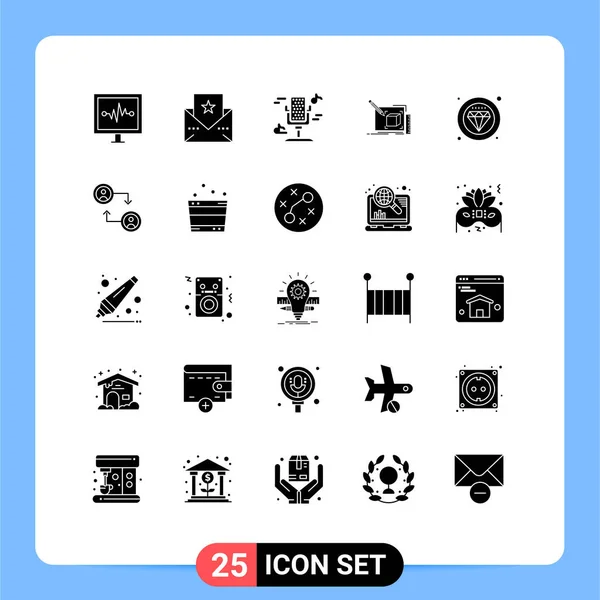 25组现代实心字形集 适用于高级 可编辑向量设计元素 — 图库矢量图片