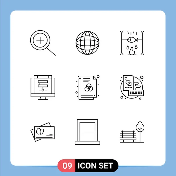 Icone Creative Segni Moderni Simboli Colore Formato Vacanza File Line — Vettoriale Stock