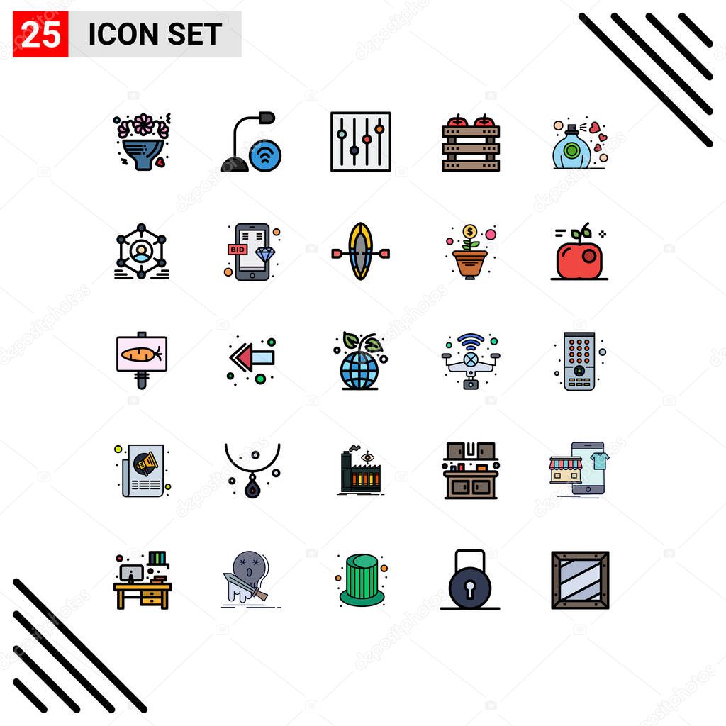 25 Creative Icons Modern Signs and Symbols of holiday, dinner, hardware, crate, tuning Editable Vector Design Elements