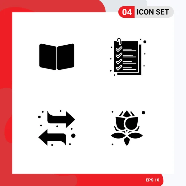 Set Commercial Solid Glyphs Pack Open Arrows Layout Checkout Left — Stock Vector