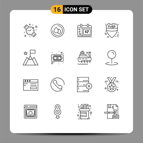 Creative Icons Modern Signs Symbols Trophy Mission Date Achievement Meal — Stock Vector