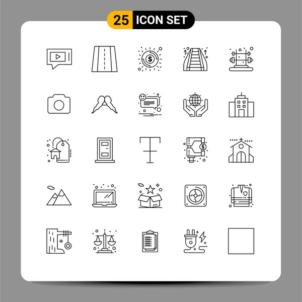 商场可编辑矢量设计元素的25个通用符号的产品线包 — 图库矢量图片