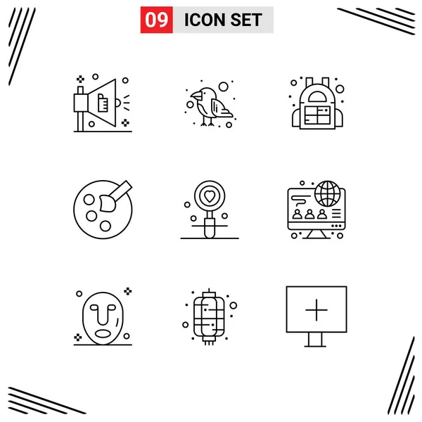 Stock Vector Icon Pack Mit Zeilen Zeichen Und Symbole Für — Stockvektor