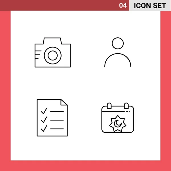 Line Pack Mit Universellen Symbolen Für Kamera Datei Bild Profil — Stockvektor