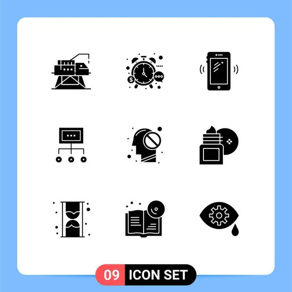 Interface Utilisateur Glyphe Solide Pack Signes Symboles Modernes Graphique Entreprise — Image vectorielle