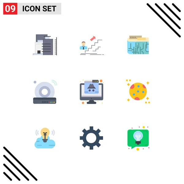 User Interface Pack Basic Flat Colors Internet Dvd Career Internet — Stock Vector