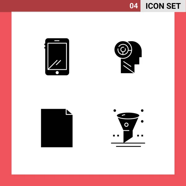 Stock Vector Icon Pack Linee Segni Simboli Telefono Documento Android — Vettoriale Stock