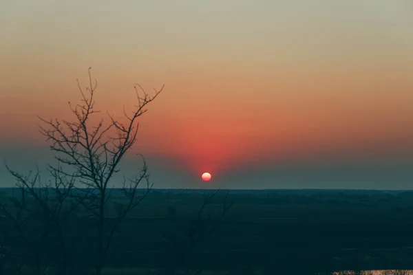 Pôr Sol Mágico Céu Claro — Fotografia de Stock