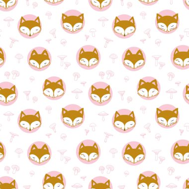 Sevimli tilki dikişsiz el çizimi desen