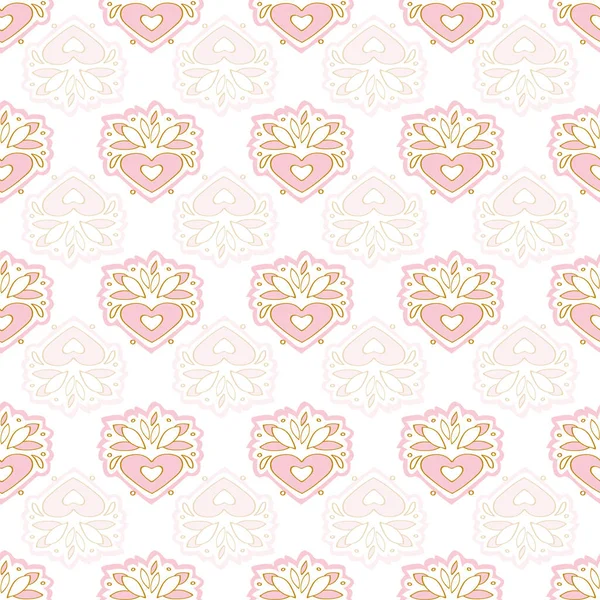 Mignon motif sans couture coeur kawaii rose — Image vectorielle