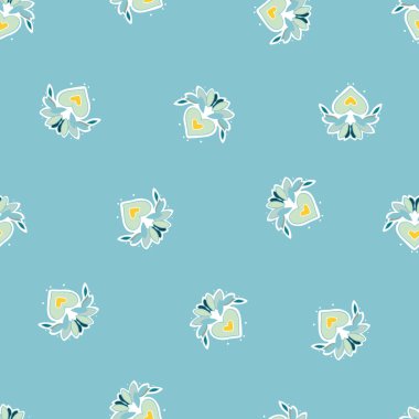 Folklor çiçekli kalp deseni vektörü pürüzsüz