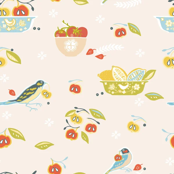 Cute vintage kitchen pattern — ストックベクタ