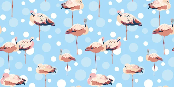 Exotic tropical flamingo wildlife vector pattern