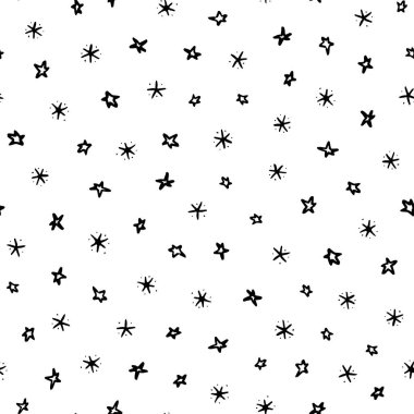 Vektör karalaması yıldızlı gece deseni.