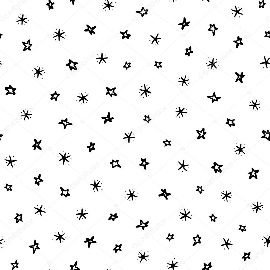 Vector doodle stary night pattern.