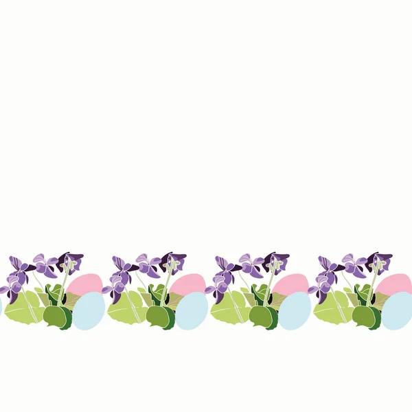Colorida botánica geométrica frontera huevo de Pascua . — Vector de stock