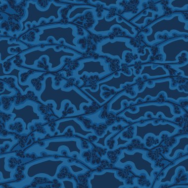 Classic night blue cherry blossom pattern.