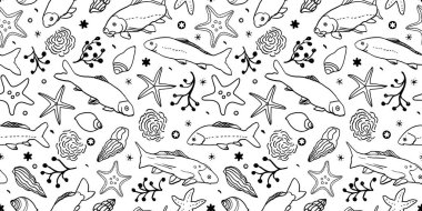 Deniz canlılarıyla deniz hattı çizgisi..