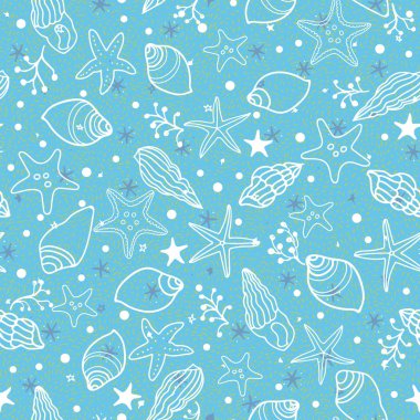 Doodle summer ocean shell texture pattern.