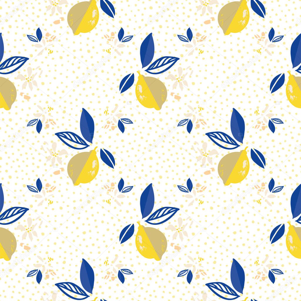Citrus lemon pattern mediterranean modern summer repeating design.