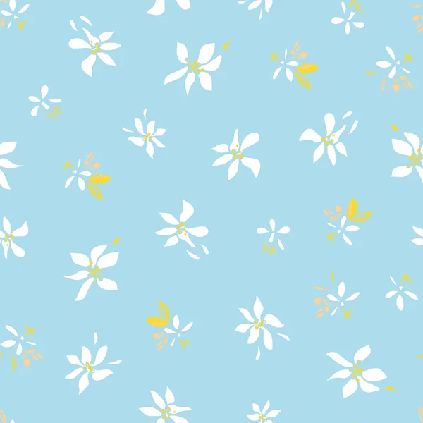 Ditsy Blume blau Sommerblume wiederholt Muster. — Stockvektor