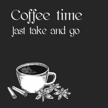 El yapımı kahve seti. Menü, poster veya etiket için harika.