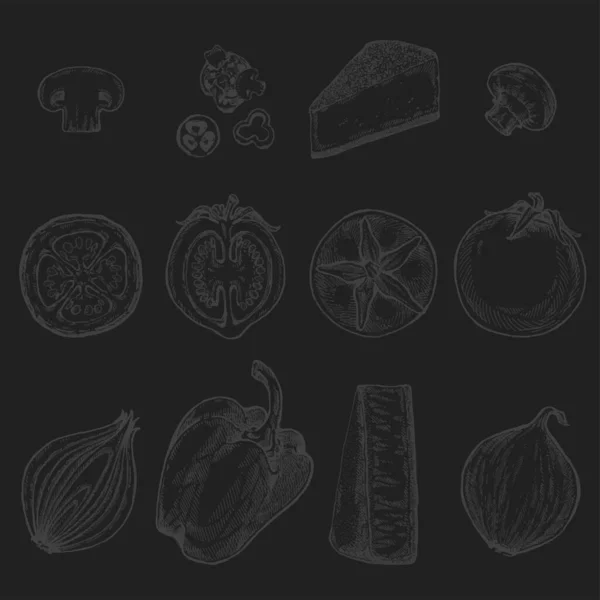 Vector products set of hand drawn vector sketches. — Stock Vector