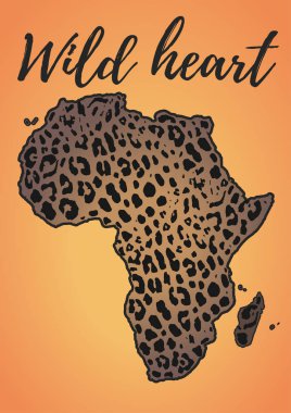 Afrika, kıta silueti, leopar deseni.