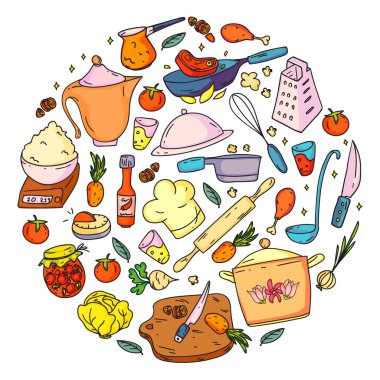Gastronomi simgeleri, vektör mutfağı ve fast food kafe parlak arka plan menü, makbuzlar.