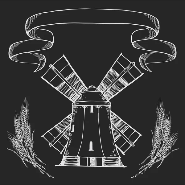 Логотип Мельницы Векторная Иллюстрация Дизайн Эмблемы Хлебобулочных Изделий Белом Фоне — стоковый вектор