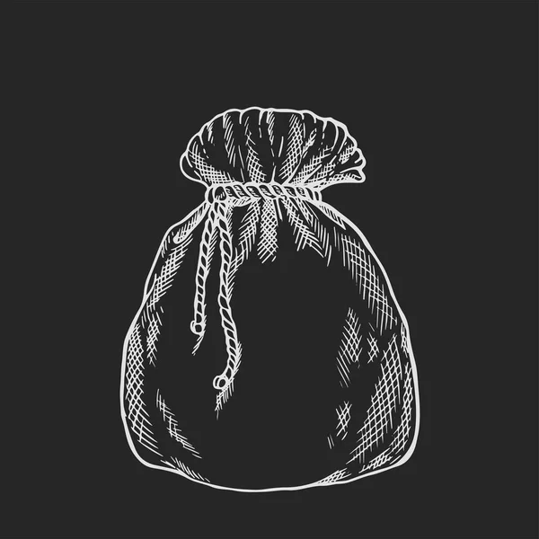 Croquis de boulangerie, illustration dessinée à la main de sac, grain, farine, avoine en blanc et noir sur fond isolé, — Image vectorielle