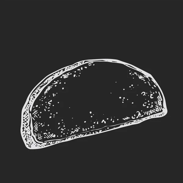 Bagetový vektor chleba kreslí na černém pozadí. Skica pekařského výrobku. Vintage food illustration for shop, bread house label, menu or packaging design. — Stockový vektor