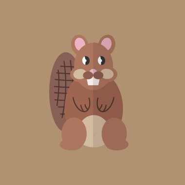 Düz tasarım, kunduz. Vektör illüstrasyonu.