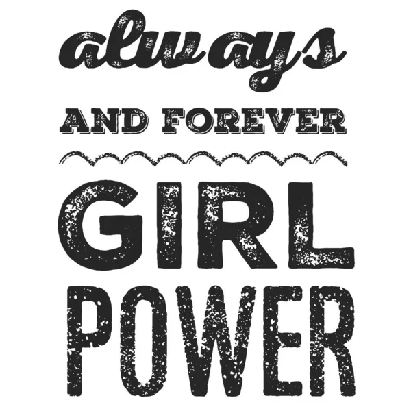 Girl power teks, slogan feminisme. Prasasti hitam untuk t shirt, poster dan seni dinding. Tanda feminis tulisan tangan dengan tinta dan kuas. - Stok Vektor