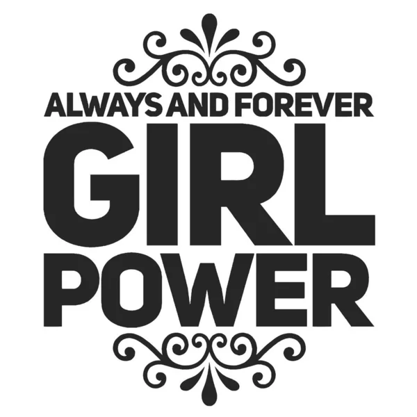 Girl Power Text, Feminismus Slogan. Schwarze Aufschrift für T-Shirts, Poster und Wandkunst. Feministisches Zeichen handgeschrieben mit Tinte und Pinsel. — Stockvektor