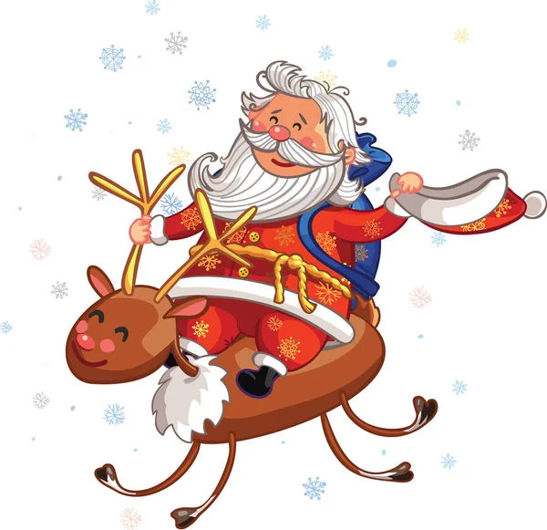 Papai Noel montando veados —  Vetores de Stock