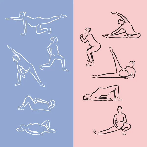 Ilustración vectorial - Yoga para mujeres embarazadas . — Archivo Imágenes Vectoriales