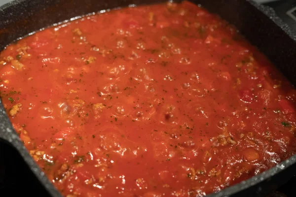 Molho de tomate fresco para lasanha — Fotografia de Stock