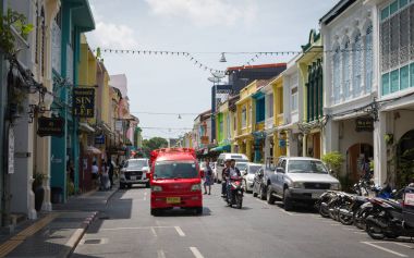 Phuket, Tayland - 29 Temmuz 2017: Chino-Portekizce stil tanıklarımız.