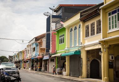 Phuket, Tayland - 30 Temmuz 2017: Chino-Portekizce stil tanıklarımız.