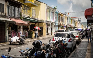Phuket, Tayland - 30 Temmuz 2017: Chino-Portekizce stil tanıklarımız.