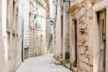 Eski Korcula şehir Island Korcula, Hırvatistan'ın parçaları